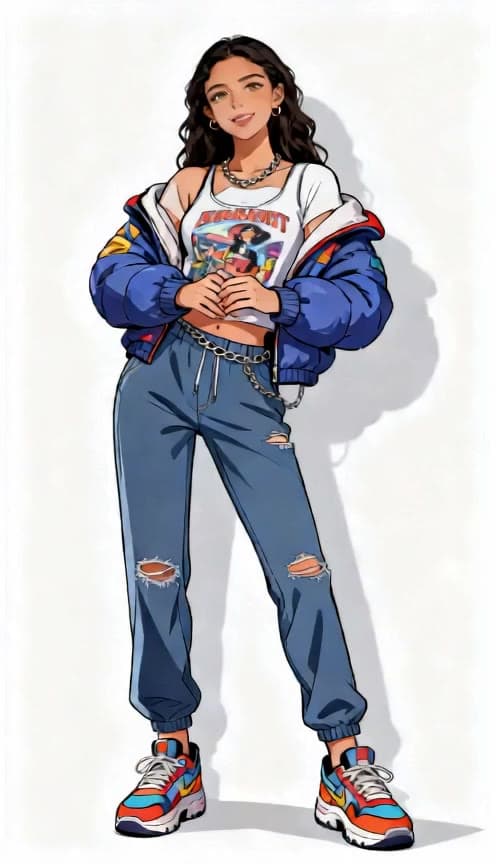 Anime street character sway, look two