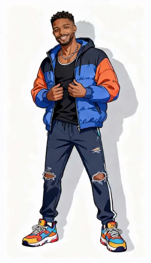Anime street character sway, look three