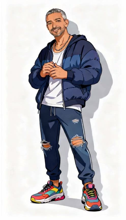 Anime street character sway, look four
