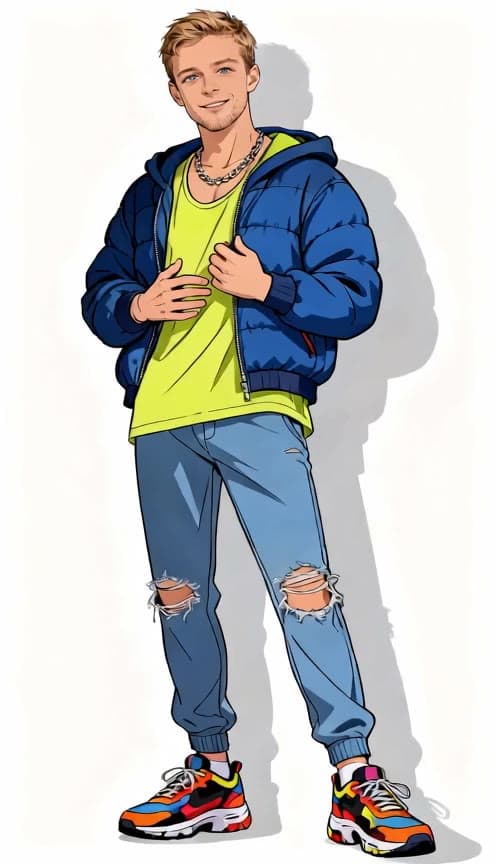 Anime street character sway, look one